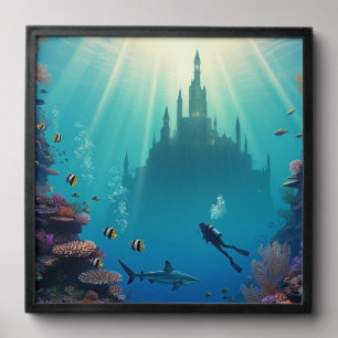 hidden underwater castle peel and stick photo tile