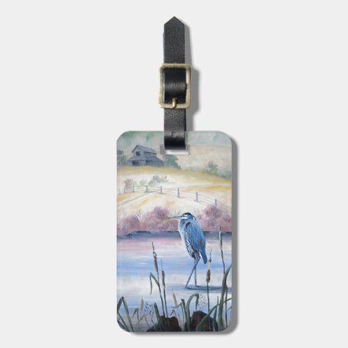 Hidden Valley Blue Heron Pastel Acrylic Art Luggage Tag