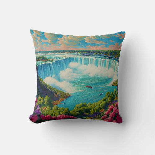 Hidden Waterfall Paradise Throw Pillow