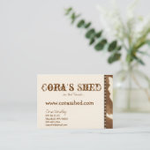 hide and nails, Cora's Shed, ...on the Ranch...... Business Card (Standing Front)