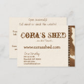 hide and nails, Cora's Shed, ...on the Ranch...... Business Card (Front/Back)