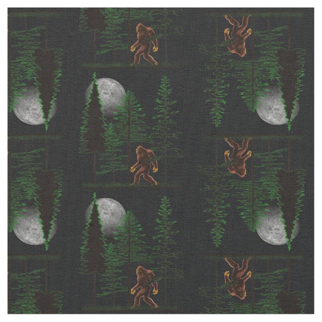 Hide and Seek Bigfoot In Forest Fabric (Close Up)