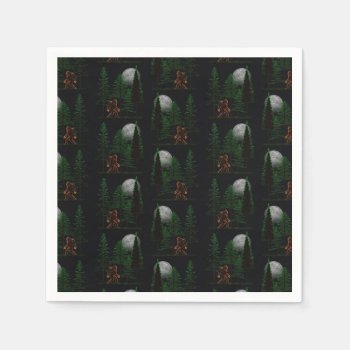 Hide And Seek Bigfoot In Forest Napkins by packratgraphics at Zazzle