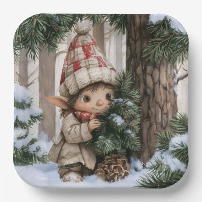 Hide and Seek Elf Paper Plates (Front)