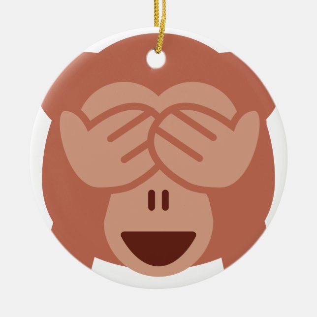 Hide and seek Emoji Monkey Ceramic Ornament (Front)