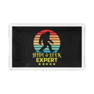 Hide And Seek Expert Bigfoot Funny Acrylic Tray
