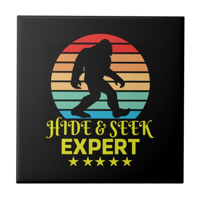 Hide And Seek Expert Bigfoot Funny Ceramic Tile (Front)