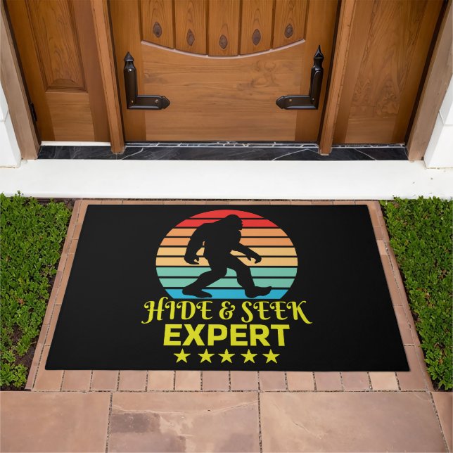 Hide And Seek Expert Bigfoot Funny Doormat (Outdoor)