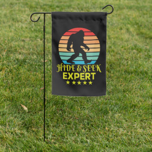 Hide And Seek Expert Bigfoot Funny Garden Flag