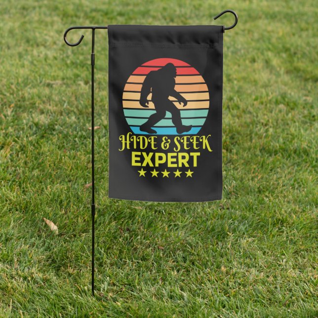 Hide And Seek Expert Bigfoot Funny Garden Flag (In SItu)