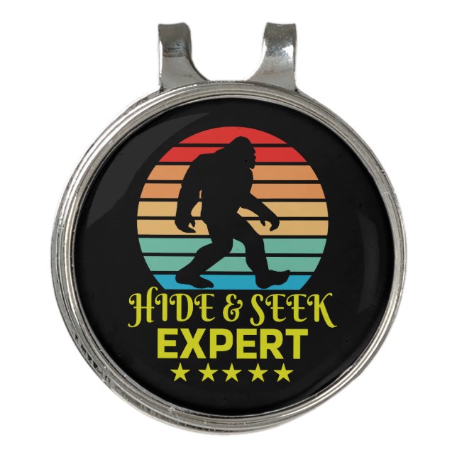 Hide And Seek Expert Bigfoot Funny Golf Hat Clip (Front)
