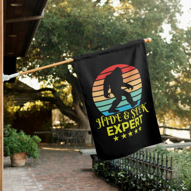 Hide And Seek Expert Bigfoot Funny House Flag (In SItu)
