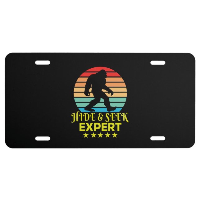 Hide And Seek Expert Bigfoot Funny License Plate (Front)