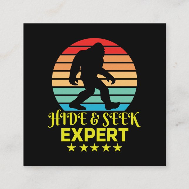 Hide And Seek Expert Bigfoot Funny Square Business Card (Front)