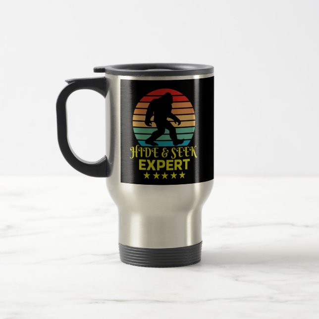 Hide And Seek Expert Bigfoot Funny Travel Mug (Left)