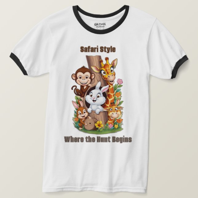 Hide and Seek Safari: Humorous Animal T-Shirt (Design Front)