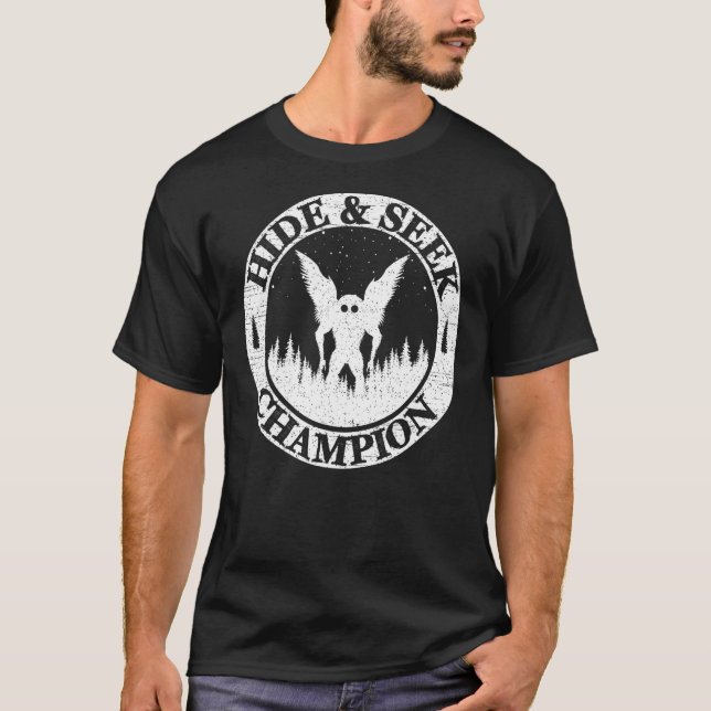 Hide And Seek World Champion Mothman Cryptid Funny T-Shirt (Front)