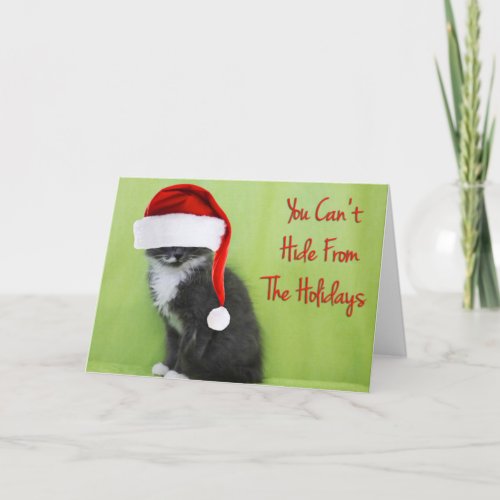 Hide From the Holidays Cat Christmas Card