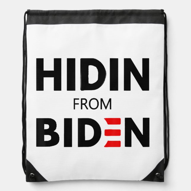 HIDEN FROM BIDEN funny meme political Joe Campaign Drawstring Bag (Front)