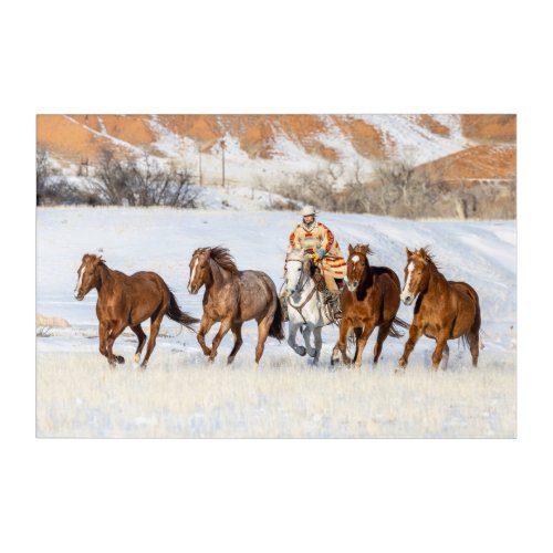 Hideout Horse Ranch Wrangler and Horses Acrylic Print