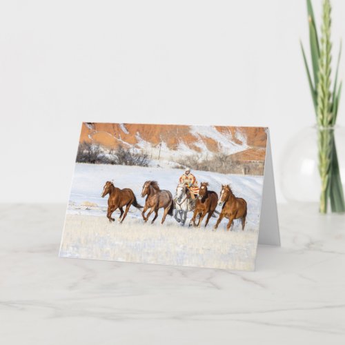 Hideout Horse Ranch Wrangler and Horses Card