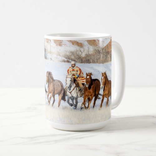 Hideout Horse Ranch Wrangler and Horses Coffee Mug