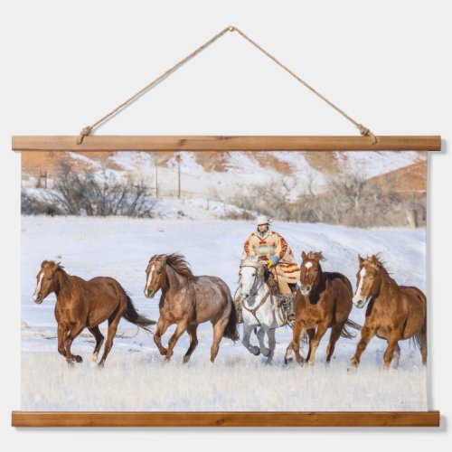 Hideout Horse Ranch Wrangler and Horses Hanging Tapestry