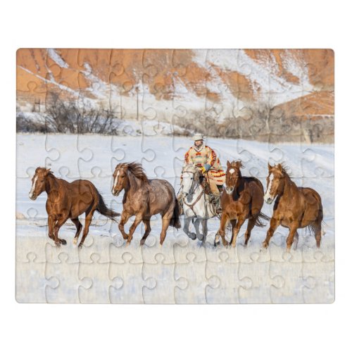 Hideout Horse Ranch Wrangler and Horses Jigsaw Puzzle