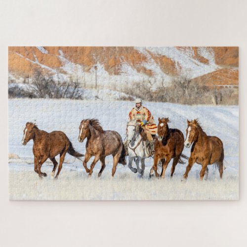 Hideout Horse Ranch Wrangler and Horses Jigsaw Puzzle