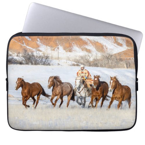 Hideout Horse Ranch Wrangler and Horses Laptop Sleeve
