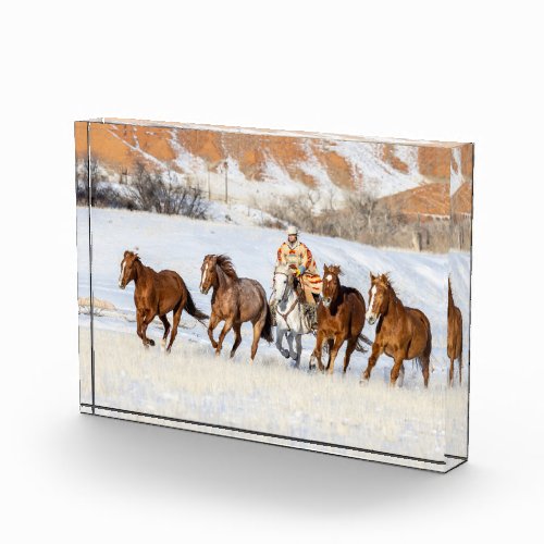 Hideout Horse Ranch Wrangler and Horses Photo Block