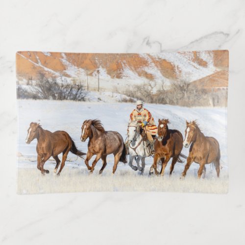 Hideout Horse Ranch Wrangler and Horses Trinket Tray
