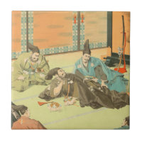 Hideyoshis Patience vintage japanese samurai art Ceramic Tile