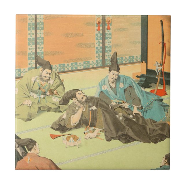 Hideyoshis Patience vintage japanese samurai art Ceramic Tile (Front)