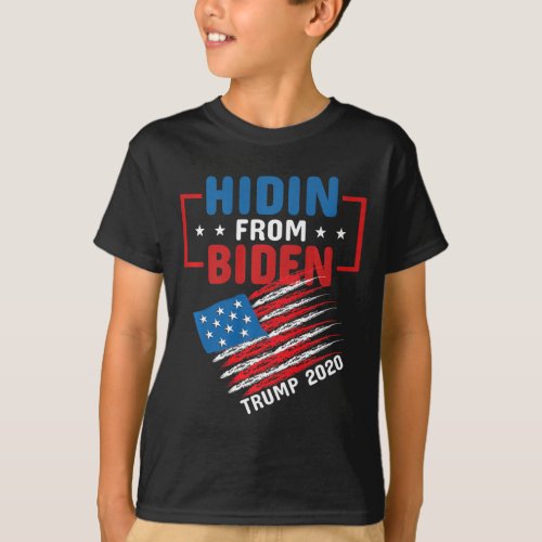Hidin From Biden Usa Flag Trump 2020 Anti Joe Bide T_Shirt