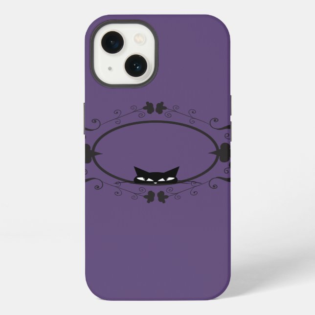 Hiding Black Cat Iphone Case (Back)