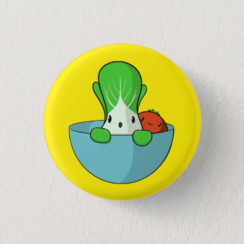 Hiding Bok Choy and Tomato Pinback Button