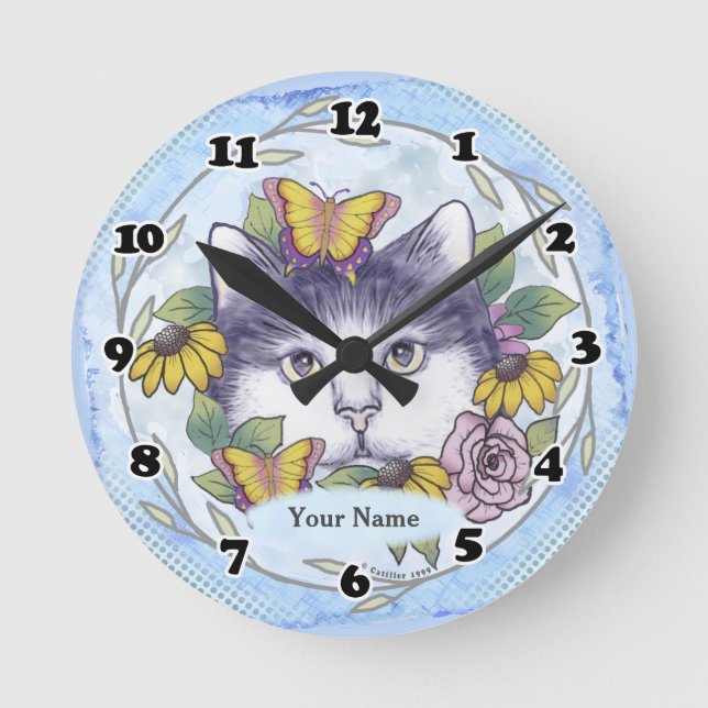 Hiding Cat  Clock (Front)