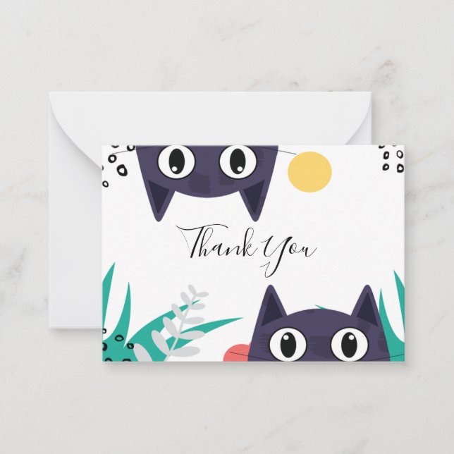 Hiding Cat Thank You Note Card (Front)