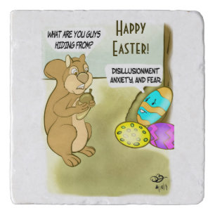 Hiding Easter Eggs Ceramic Trivet