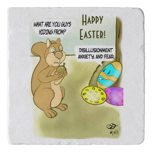 Hiding Easter Eggs Ceramic Trivet (Front)