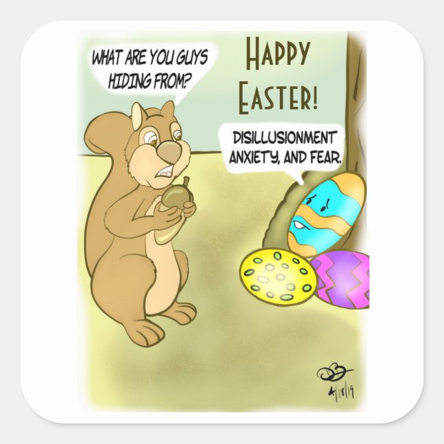 Hiding Easter Eggs Square Sticker (Front)
