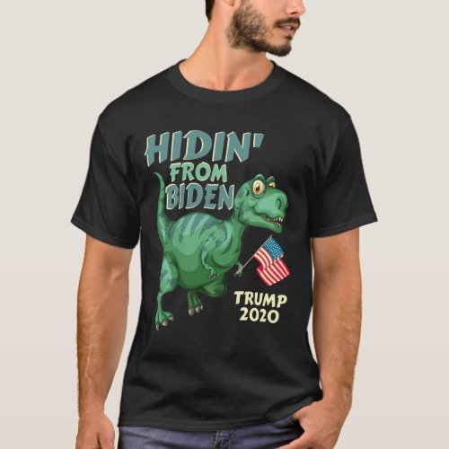 Hiding From Biden Kids Usa Flag T Rex Trump 2020  T_Shirt