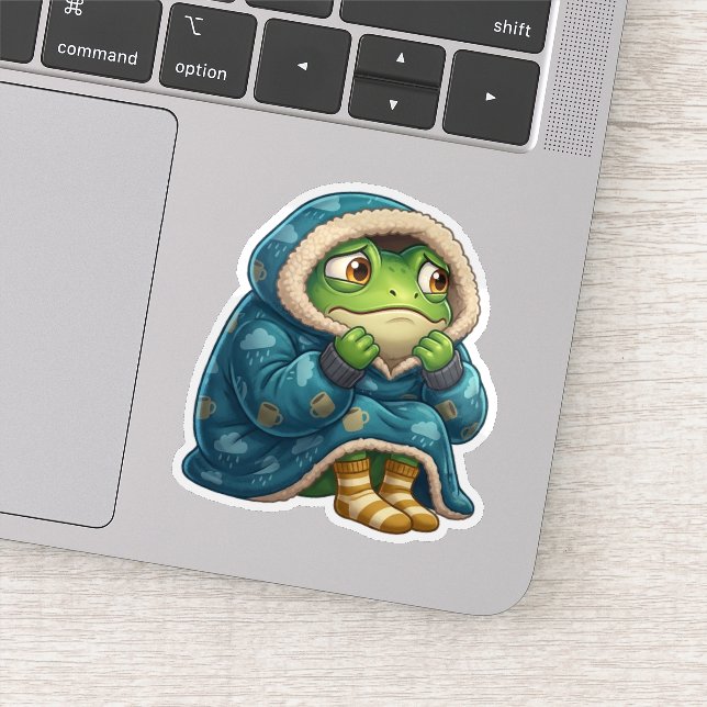 Hiding From People Frog Sticker (Detail)