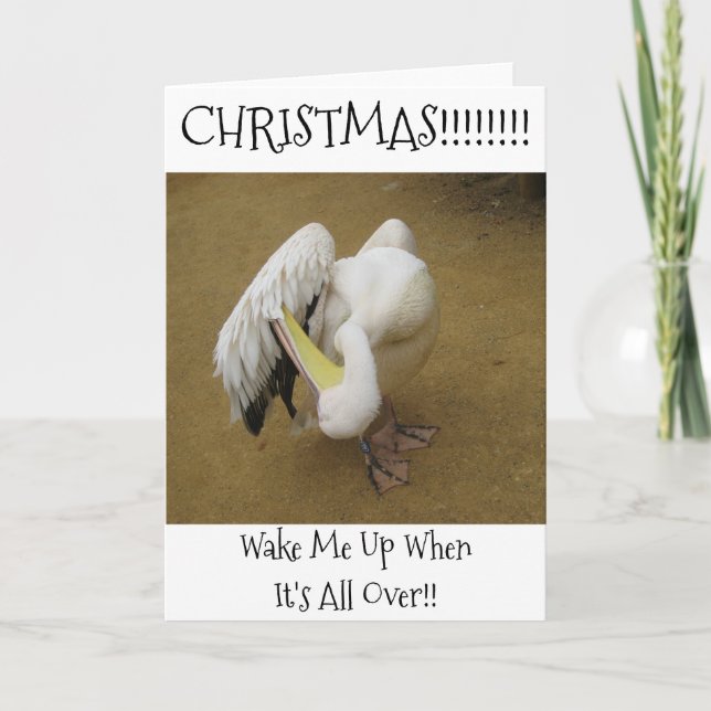 Hiding Pelican - Humorous Holiday Christmas Card (Front)