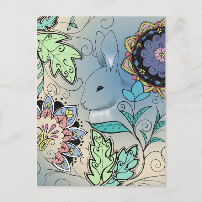 Hiding Rabbit Postcard (Front)