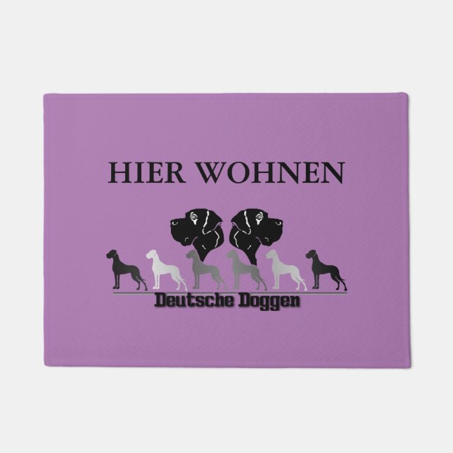Hier wohnen Doggen Doormat (Front)
