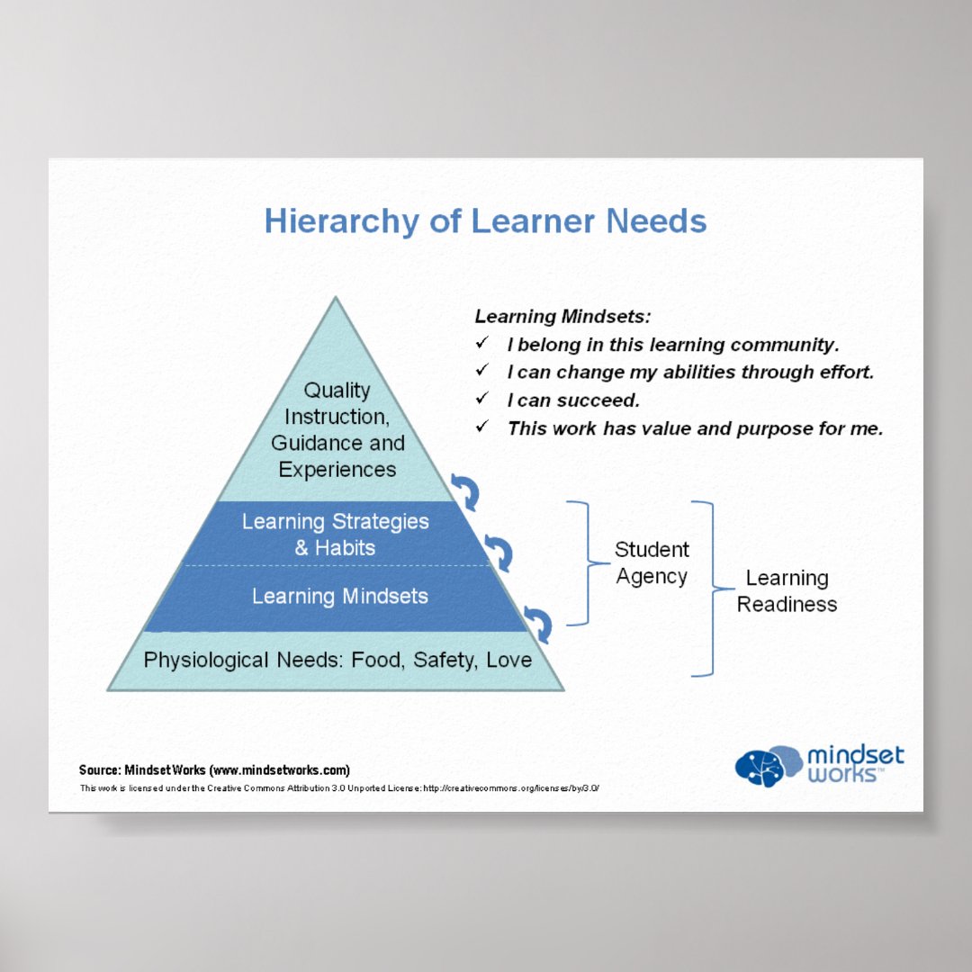 Hierarchy of Learner Needs by Mindset Works Poster Zazzle