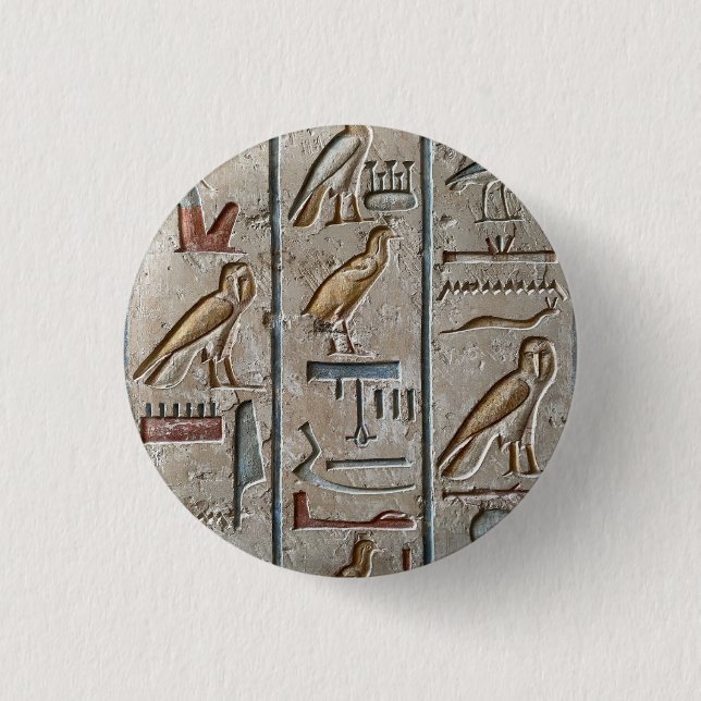 Hieroglyph Ancient Egypt Language Engraved Text    Button (Front)