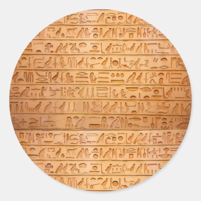 Hieroglyph Ancient Egypt Language Engraved Text    Classic Round Sticker (Front)